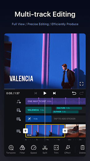 VN Video Editor app, screenshot 1