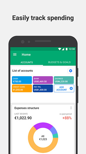 Wallet app, screenshot 1