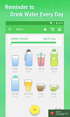 Water Drink Reminder app, screenshot 1