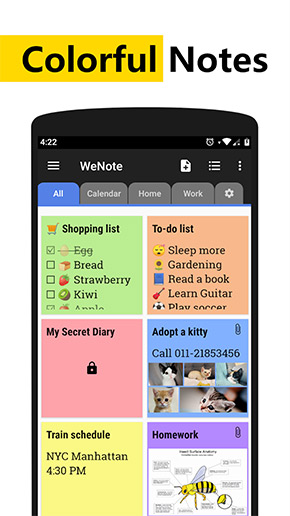 WeNote app, screenshot 1