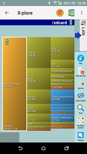 X-plore File Manager app, screenshot 1